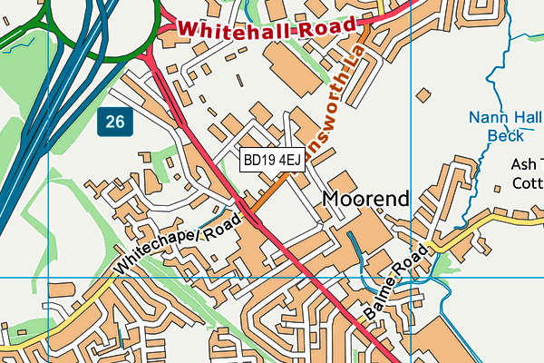 BD19 4EJ map - OS VectorMap District (Ordnance Survey)