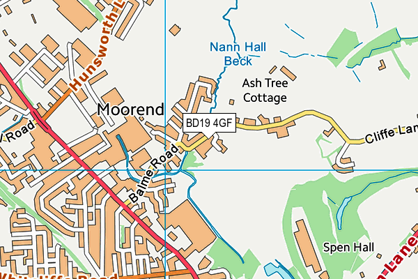 BD19 4GF map - OS VectorMap District (Ordnance Survey)