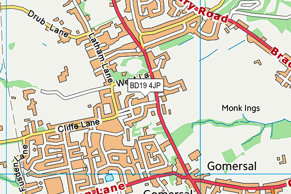 BD19 4JP map - OS VectorMap District (Ordnance Survey)