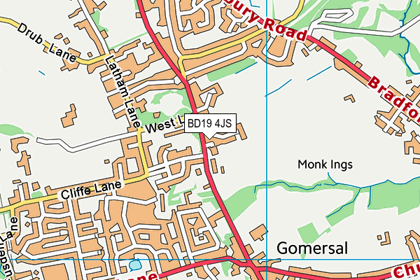 BD19 4JS map - OS VectorMap District (Ordnance Survey)