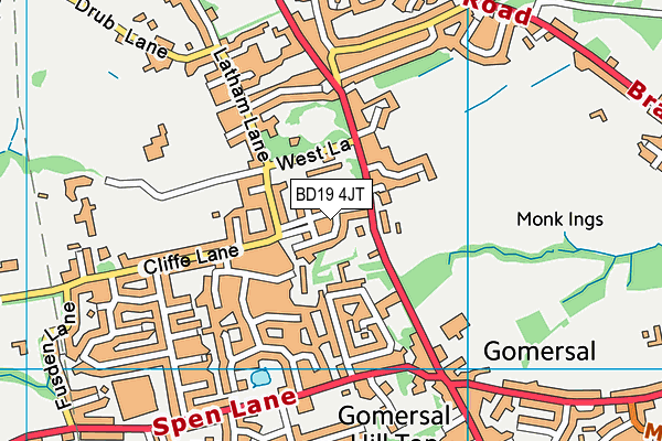 BD19 4JT map - OS VectorMap District (Ordnance Survey)