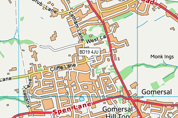 BD19 4JU map - OS VectorMap District (Ordnance Survey)