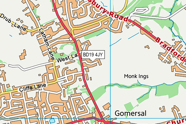 BD19 4JY map - OS VectorMap District (Ordnance Survey)