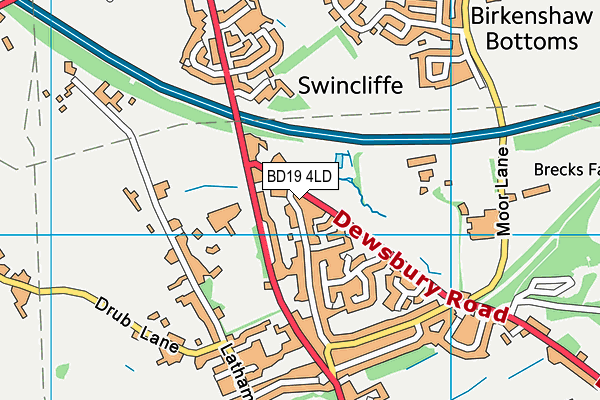 BD19 4LD map - OS VectorMap District (Ordnance Survey)