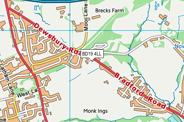 BD19 4LL map - OS VectorMap District (Ordnance Survey)