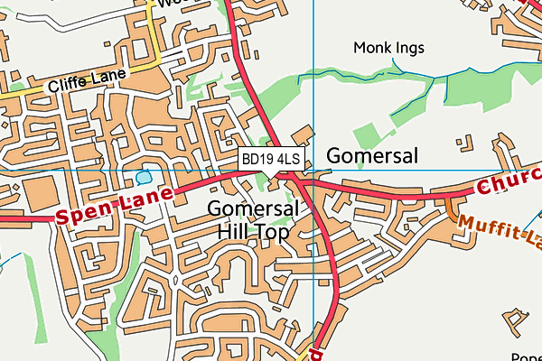 BD19 4LS map - OS VectorMap District (Ordnance Survey)