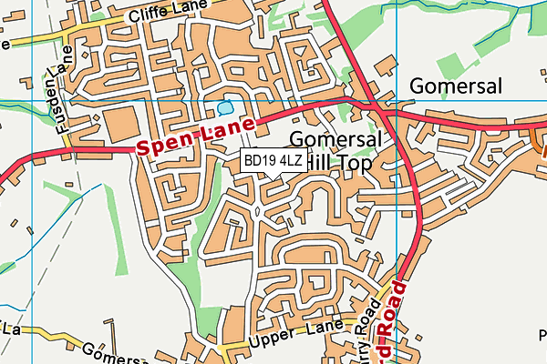 BD19 4LZ map - OS VectorMap District (Ordnance Survey)