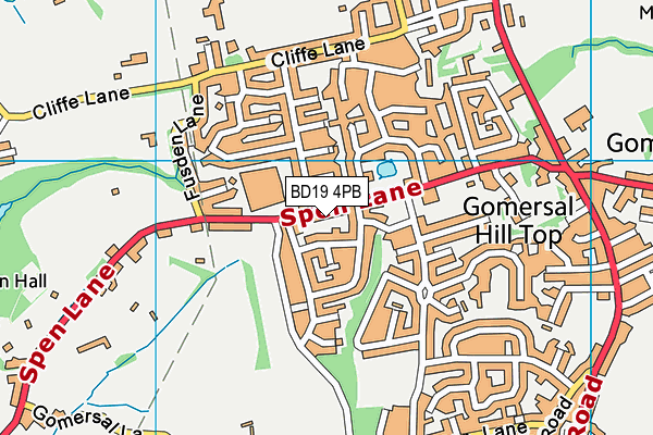 BD19 4PB map - OS VectorMap District (Ordnance Survey)