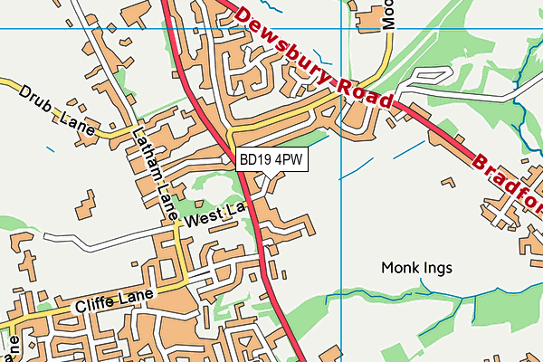 BD19 4PW map - OS VectorMap District (Ordnance Survey)
