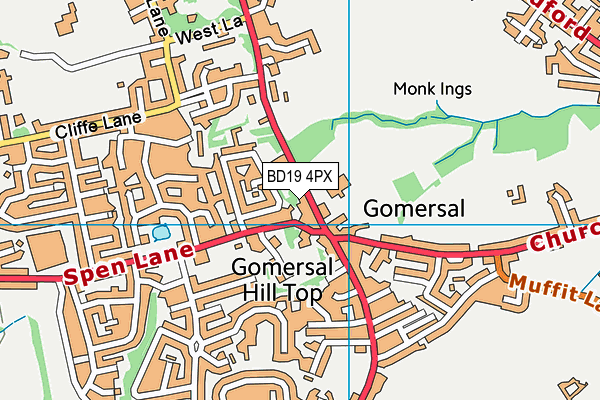 Gomersal Primary School map (BD19 4PX) - OS VectorMap District (Ordnance Survey)