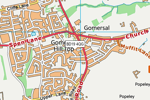 BD19 4QG map - OS VectorMap District (Ordnance Survey)