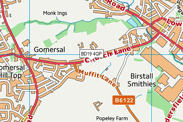 BD19 4QP map - OS VectorMap District (Ordnance Survey)