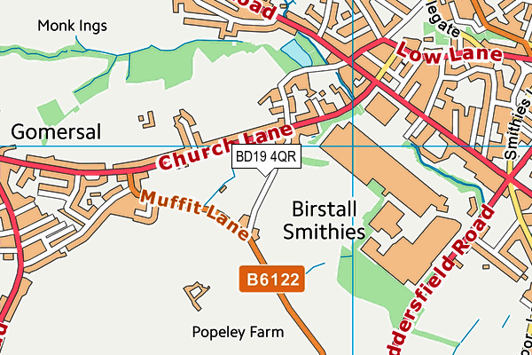 BD19 4QR map - OS VectorMap District (Ordnance Survey)