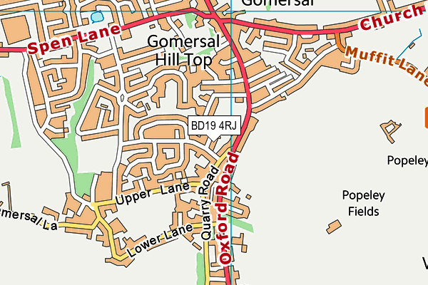 BD19 4RJ map - OS VectorMap District (Ordnance Survey)