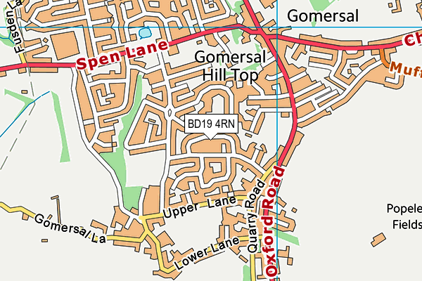 BD19 4RN map - OS VectorMap District (Ordnance Survey)