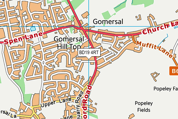 BD19 4RT map - OS VectorMap District (Ordnance Survey)