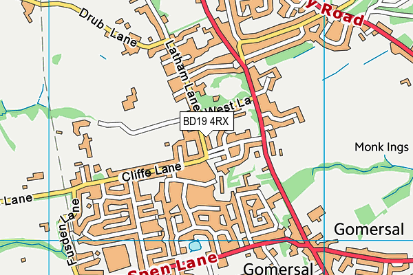 BD19 4RX map - OS VectorMap District (Ordnance Survey)