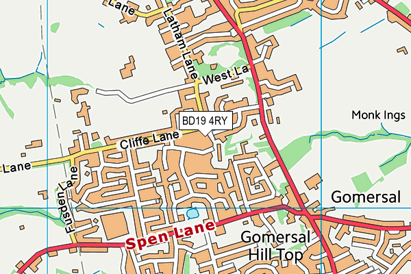 BD19 4RY map - OS VectorMap District (Ordnance Survey)