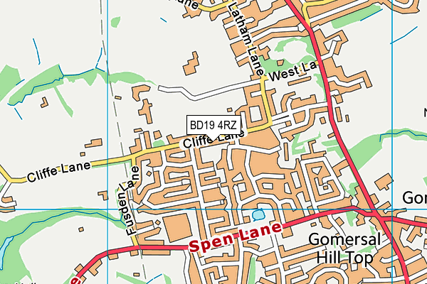 BD19 4RZ map - OS VectorMap District (Ordnance Survey)