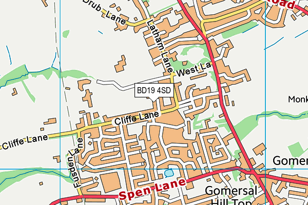 BD19 4SD map - OS VectorMap District (Ordnance Survey)