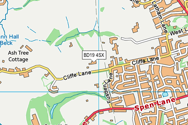 BD19 4SX map - OS VectorMap District (Ordnance Survey)