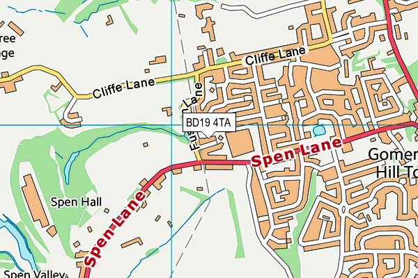 BD19 4TA map - OS VectorMap District (Ordnance Survey)