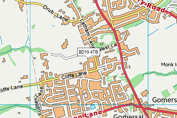 BD19 4TB map - OS VectorMap District (Ordnance Survey)