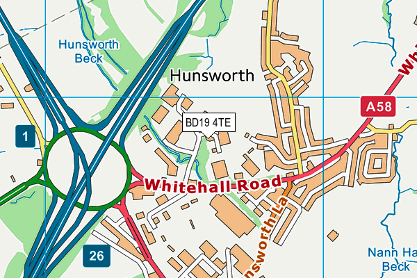 BD19 4TE map - OS VectorMap District (Ordnance Survey)