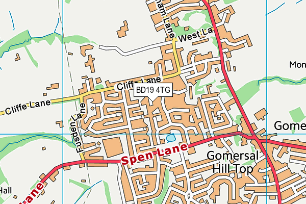 BD19 4TG map - OS VectorMap District (Ordnance Survey)