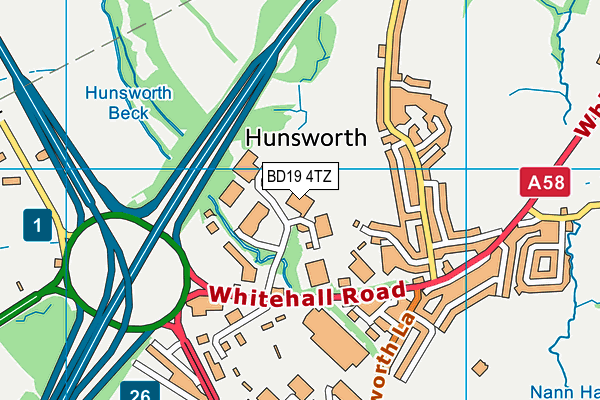 BD19 4TZ map - OS VectorMap District (Ordnance Survey)