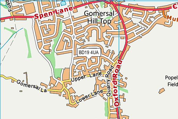 BD19 4UA map - OS VectorMap District (Ordnance Survey)