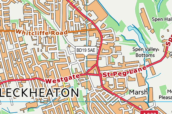 BD19 5AE map - OS VectorMap District (Ordnance Survey)