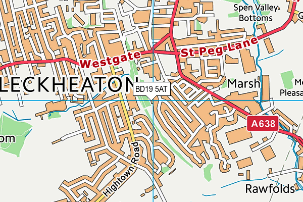 BD19 5AT map - OS VectorMap District (Ordnance Survey)