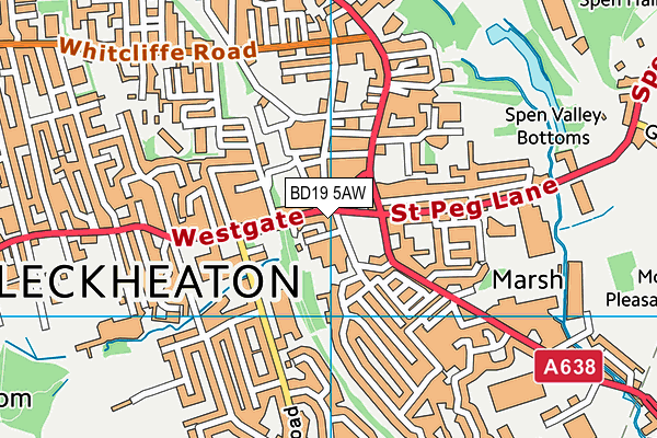 BD19 5AW map - OS VectorMap District (Ordnance Survey)