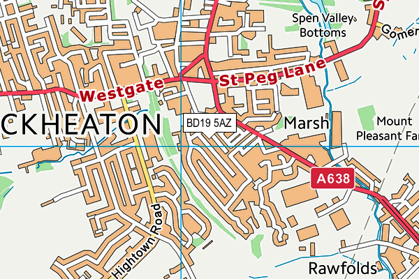 BD19 5AZ map - OS VectorMap District (Ordnance Survey)