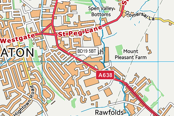 BD19 5BT map - OS VectorMap District (Ordnance Survey)