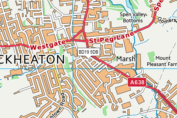 BD19 5DB map - OS VectorMap District (Ordnance Survey)