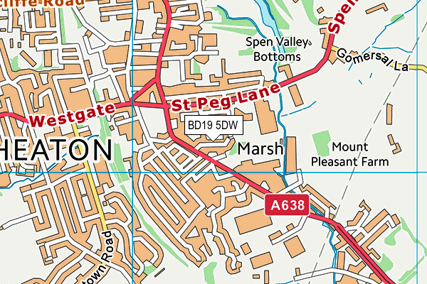 BD19 5DW map - OS VectorMap District (Ordnance Survey)