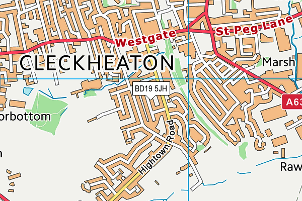 BD19 5JH map - OS VectorMap District (Ordnance Survey)