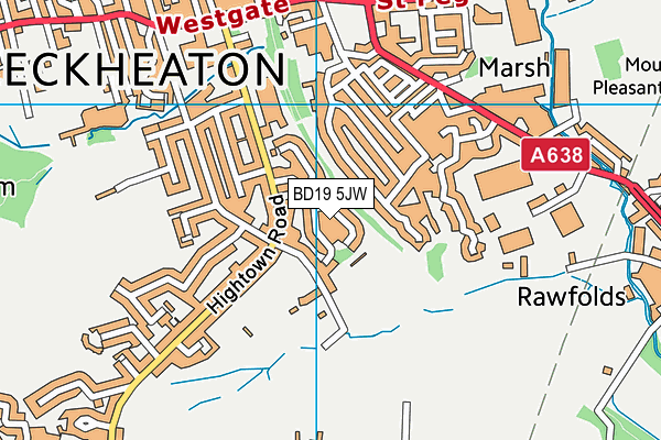 BD19 5JW map - OS VectorMap District (Ordnance Survey)