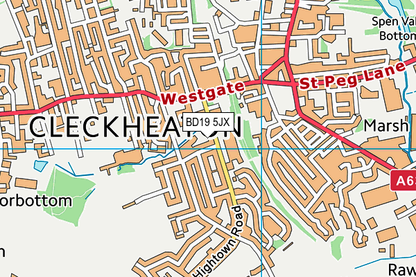 BD19 5JX map - OS VectorMap District (Ordnance Survey)