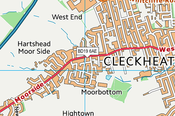 BD19 6AE map - OS VectorMap District (Ordnance Survey)