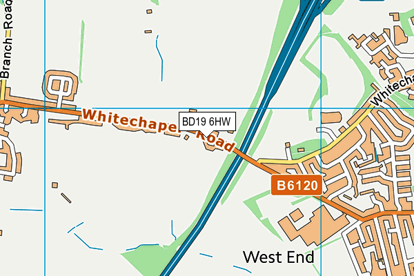 BD19 6HW map - OS VectorMap District (Ordnance Survey)