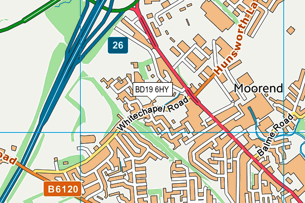 BD19 6HY map - OS VectorMap District (Ordnance Survey)