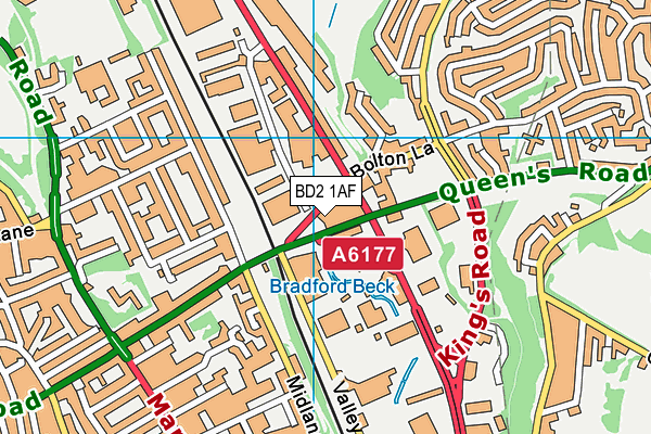 BD2 1AF map - OS VectorMap District (Ordnance Survey)