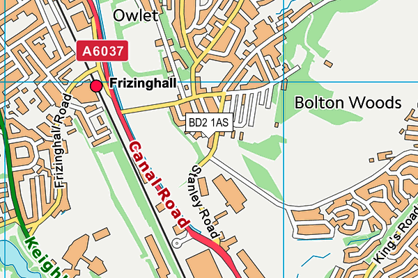 BD2 1AS map - OS VectorMap District (Ordnance Survey)