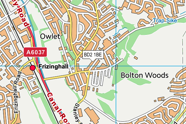 BD2 1BE map - OS VectorMap District (Ordnance Survey)