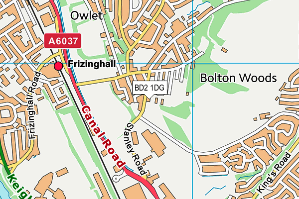 BD2 1DG map - OS VectorMap District (Ordnance Survey)