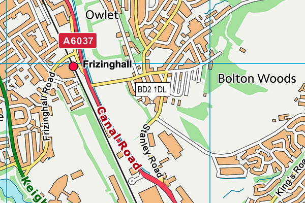 BD2 1DL map - OS VectorMap District (Ordnance Survey)