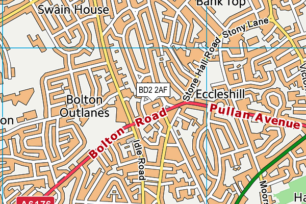 BD2 2AF map - OS VectorMap District (Ordnance Survey)